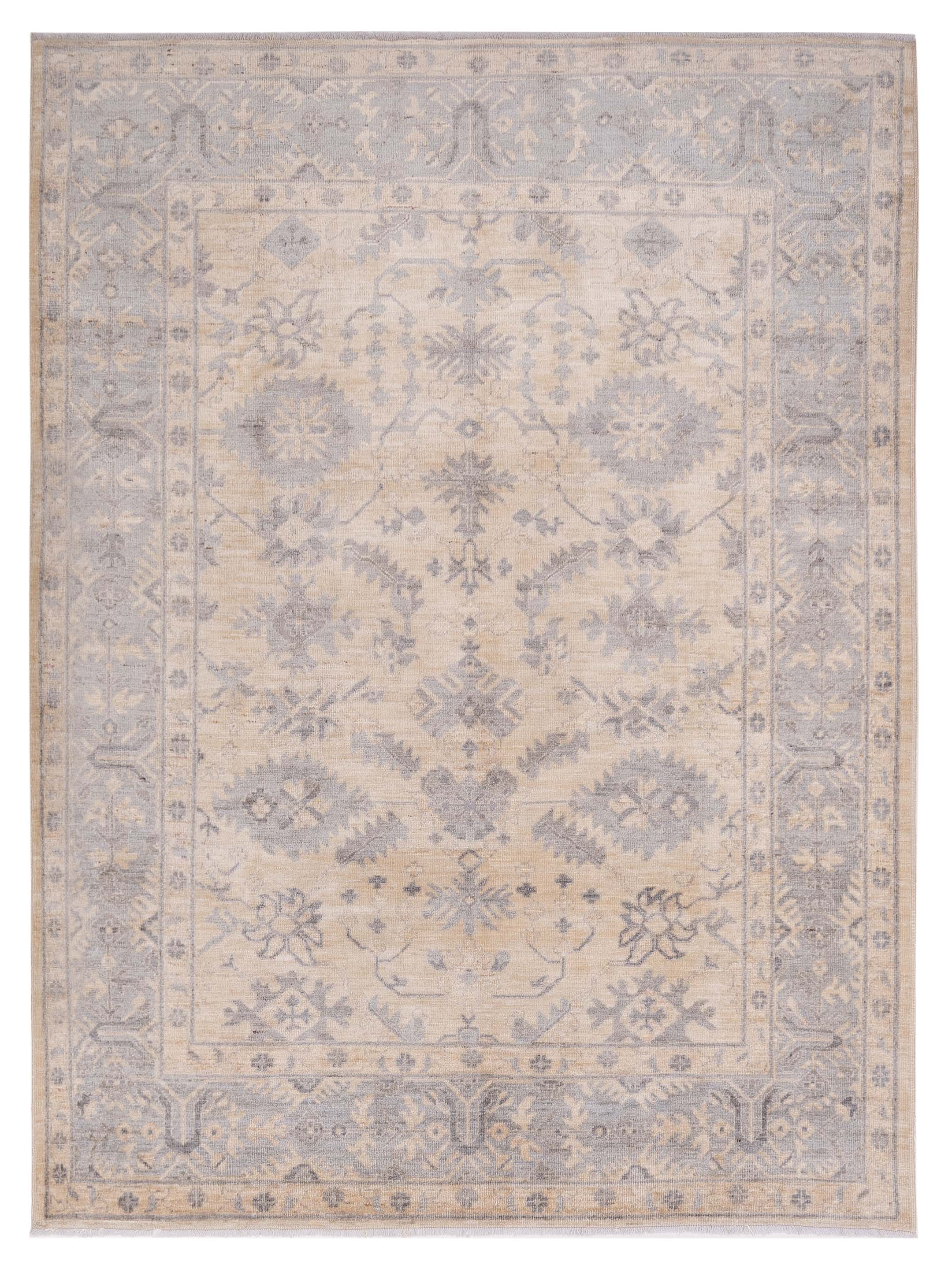Afghan Oushak Traditional Ivory Gray 8x10 Area Rug	